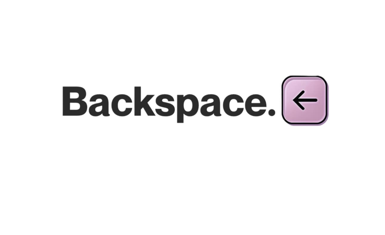 Bold black text reading Backspace next to a pink square button with a left arrow.